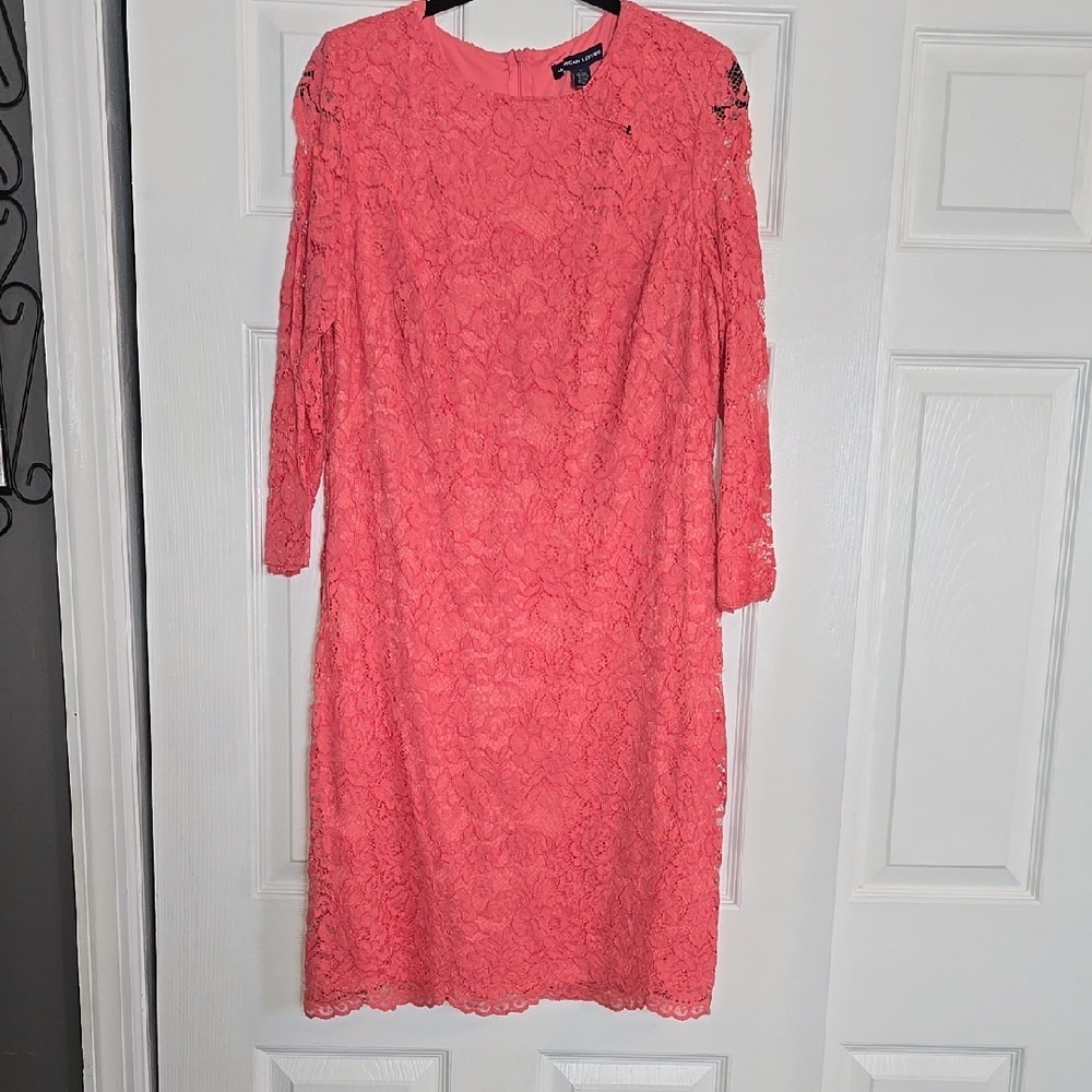 Elegant Coral Lace Dress